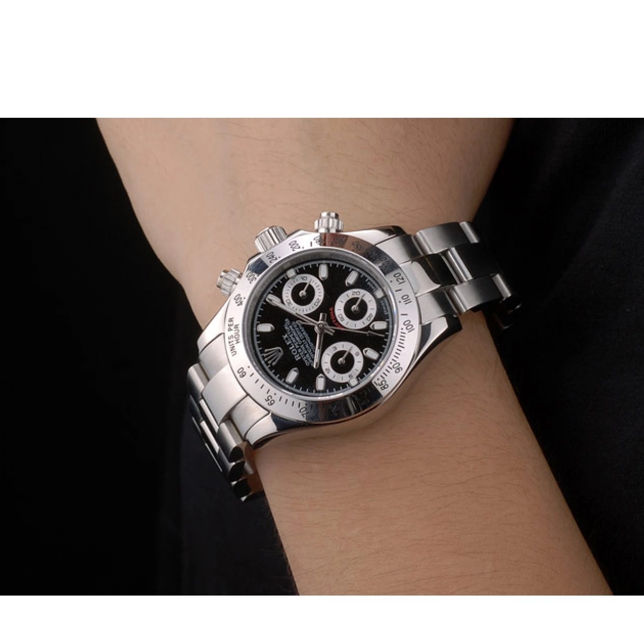 Aaa fake watches Black Dial Tachymeter Rolex Lady Daytona Case Steel Stainless 0527
